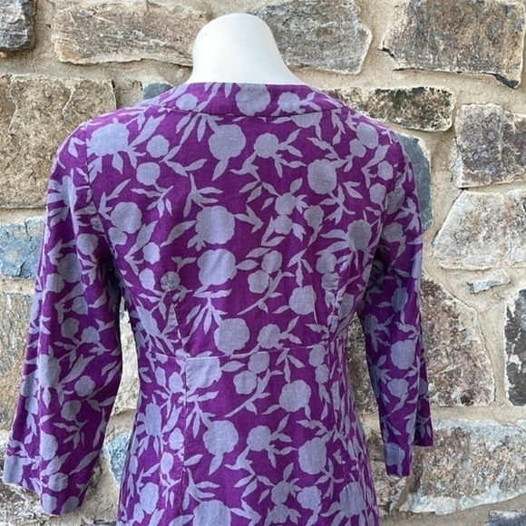 Boden Slit Neck Printed Corduroy Sheath Dress in Purple & Gray Size 6 Regular - Picture 5 of 8